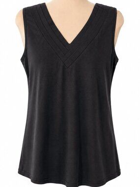 Black V-Neck Tank Top with Curved Hem NWT